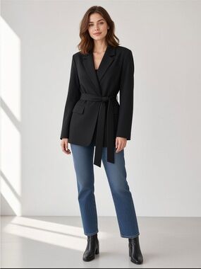 Topshop Black Belted Tailored Blazer Trench NWOT
